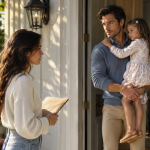She came to pay her dead father’s debt, but the widowed millionaire opened the door with a little girl in his arms and said three words that changed her life forever